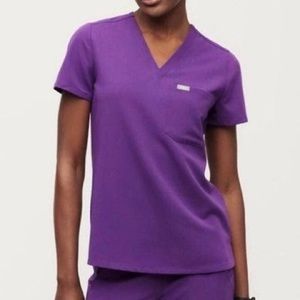 XS Figs Catarina One Pocket Scrub Top - Purple